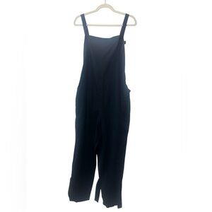 Anthropologie AG Adriano Goldschmidt Darcy large black linen cropped jumpsuit